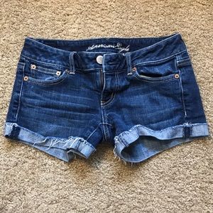 Distressed jean shorts